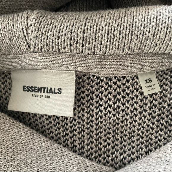 Essentials Knit Logo Hoodie Pullover Black & Taupe Size XS - Picture 13 of 15